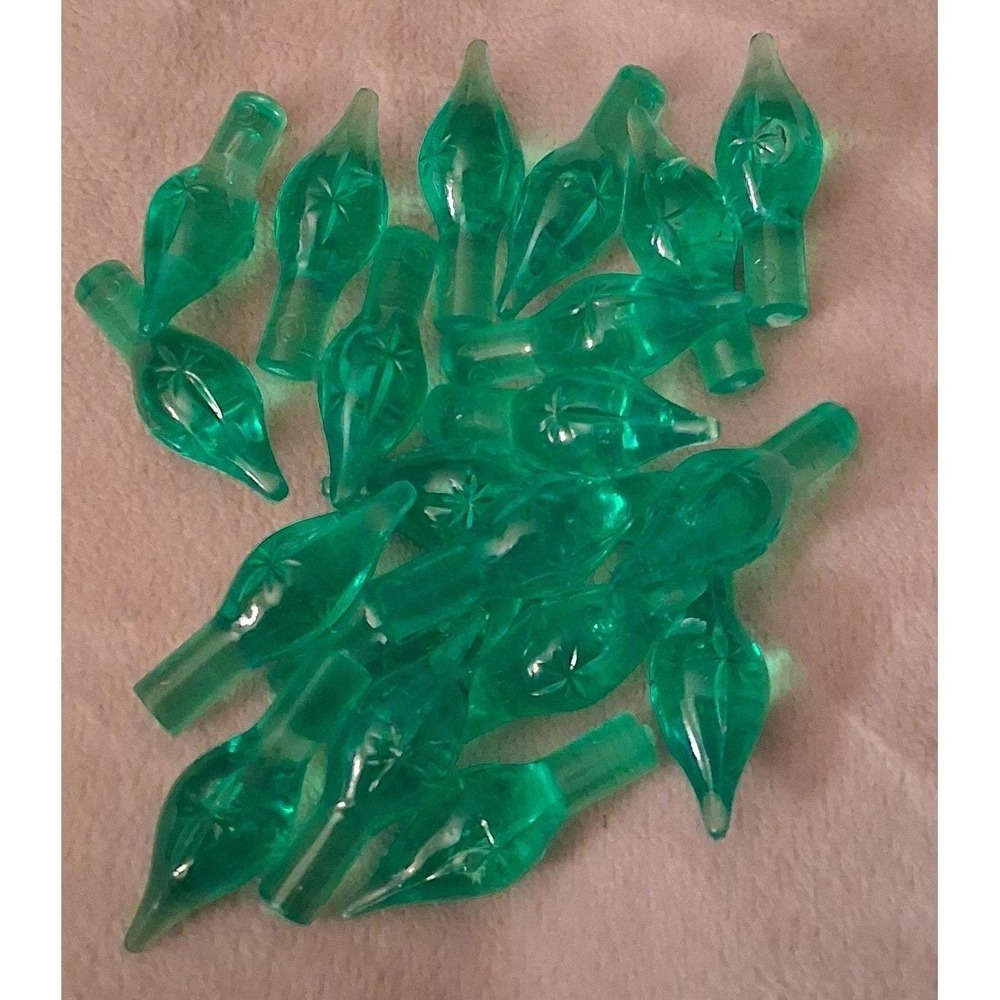 20 Vintage Green Ceramic Christmas Tree Replacement Bulbs Twist Lights Pegs